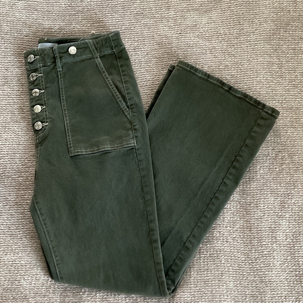 LOFT Olive Button-Fly Trousers